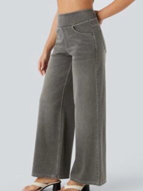 Halara Flex'' High Waisted Pockets Baggy
Wide Leg Washed Casual Jeans S